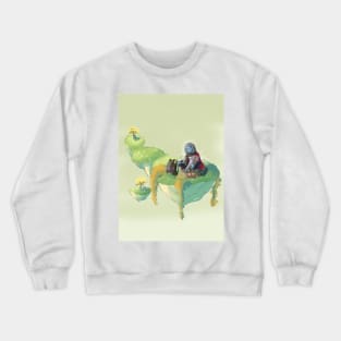 Beautiful fantasy art of a floating land with flowers Crewneck Sweatshirt